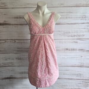 Lilly Pulitzer Kara Pink and White Stripe floral embroidery dress sz 2